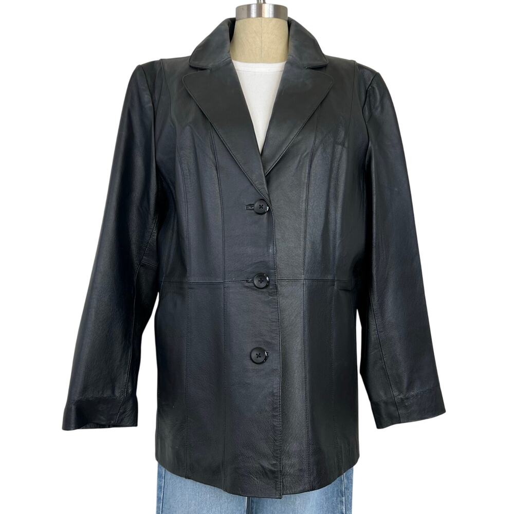 Vintage Women's Worthington Genuine Leather Button Front Full-Zip Jacket (Sz XL)